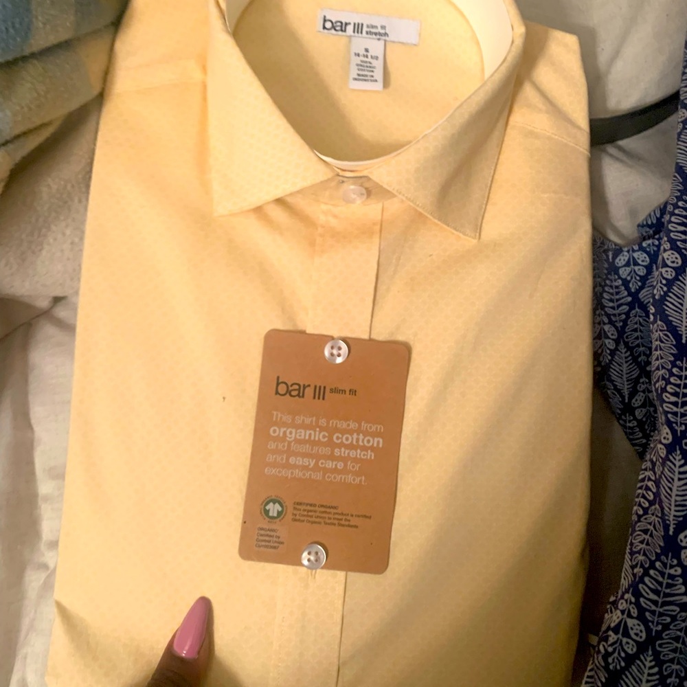 Men’s dress shirts one yellow one is blue
